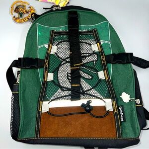 NWT Vtg Harry Potter Slytherin Quidditch Back Pack Canvas & Leather 2000 Rare